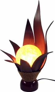 Palm leaf lotus table lamp/table lamp, handmade in Bali from natural material, palm wood - model Orania - 50x30x25 cm 