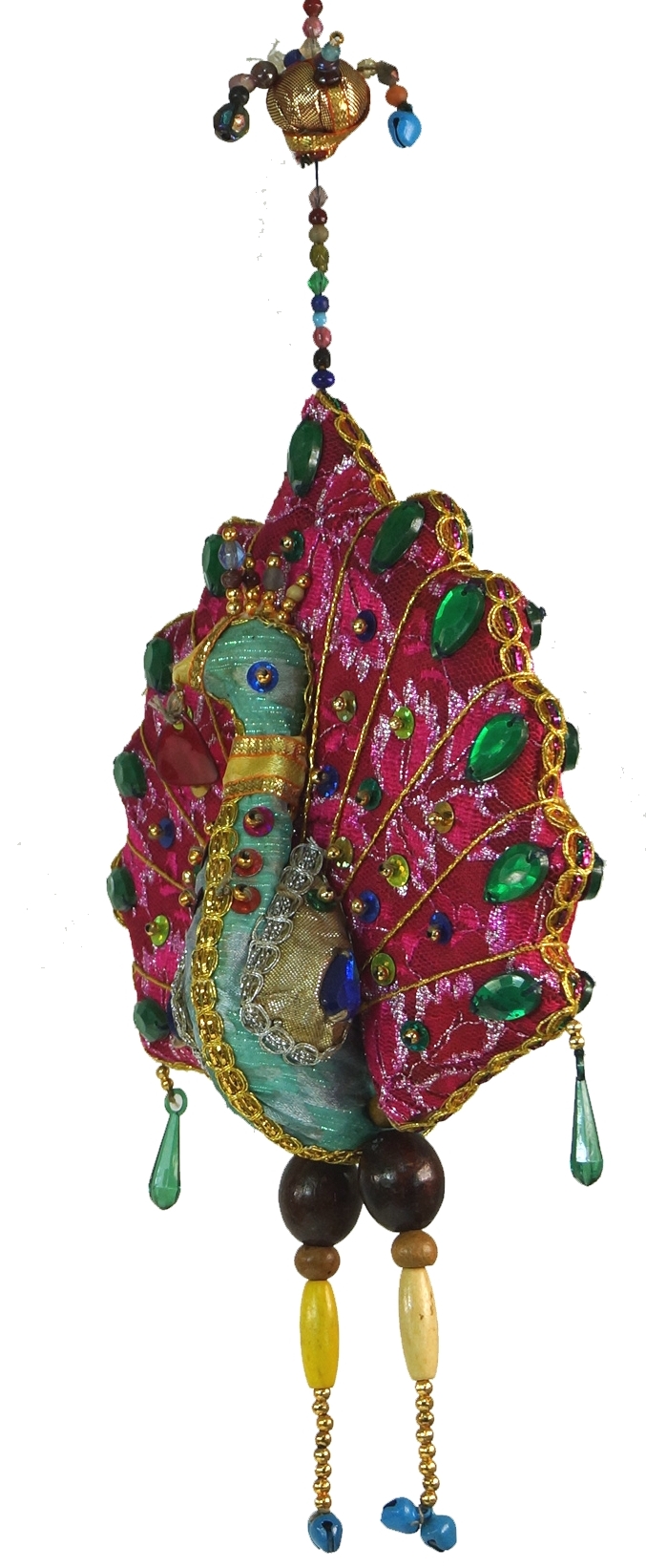 Pfau 1-30*9*9 cm Mobile Farbenfroher Dekovogel aus Indien 