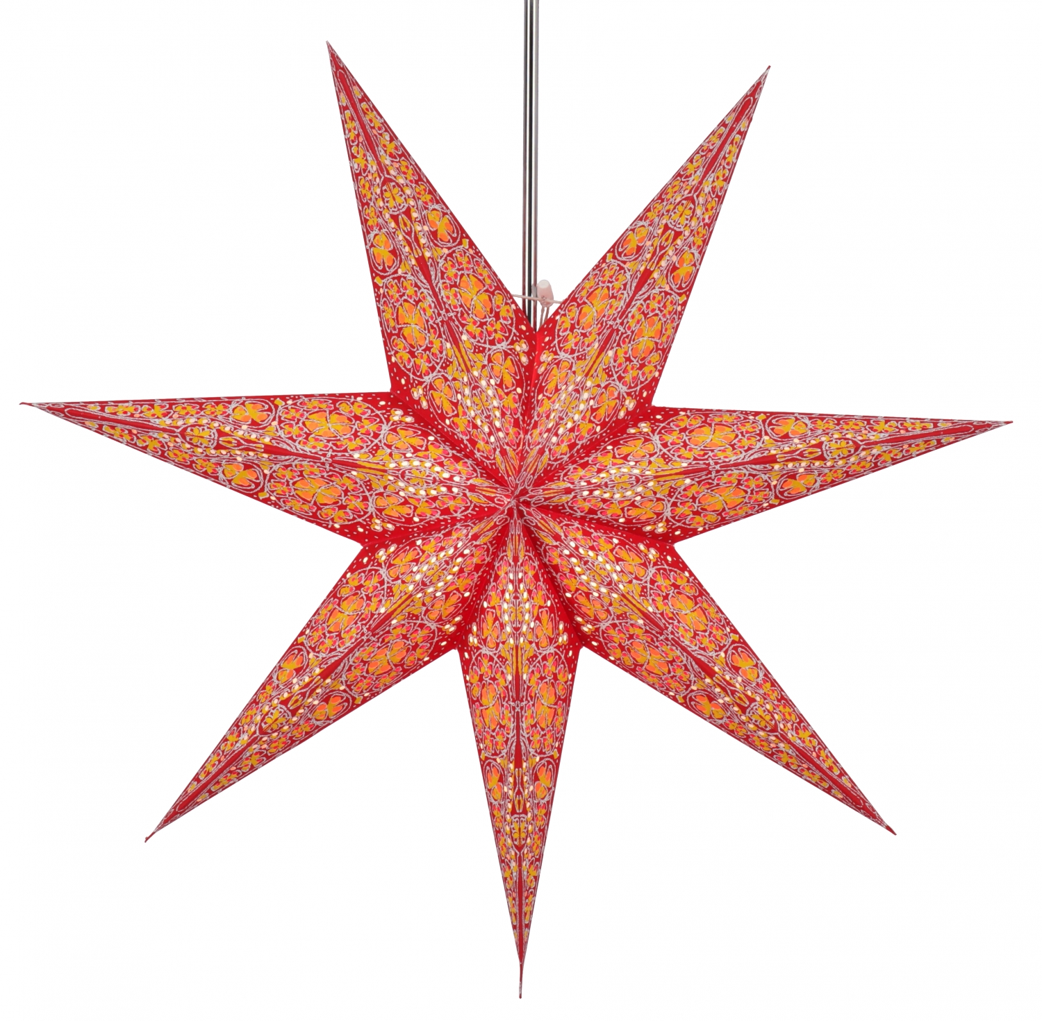 Papierstern Leuchtstern Weihnachtsstern pink lila rot 60cm inkl Kabel Fassung 
