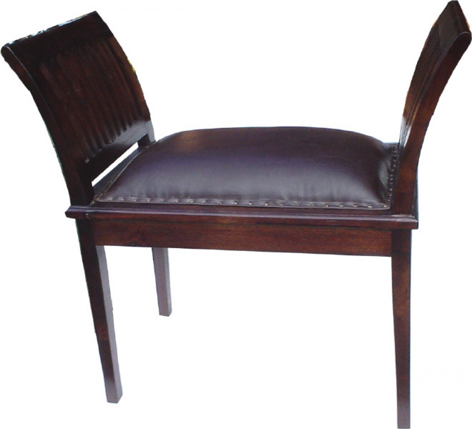 Colonial Style Bench Large With Upholstered Leather Seat Model 5